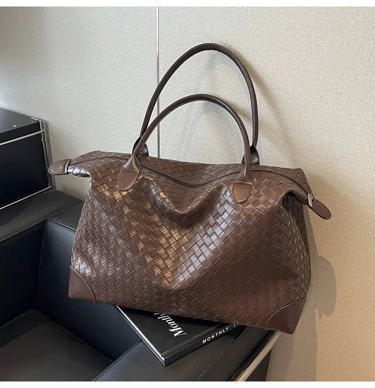 Leather Woven Large Capacity Tote Bag