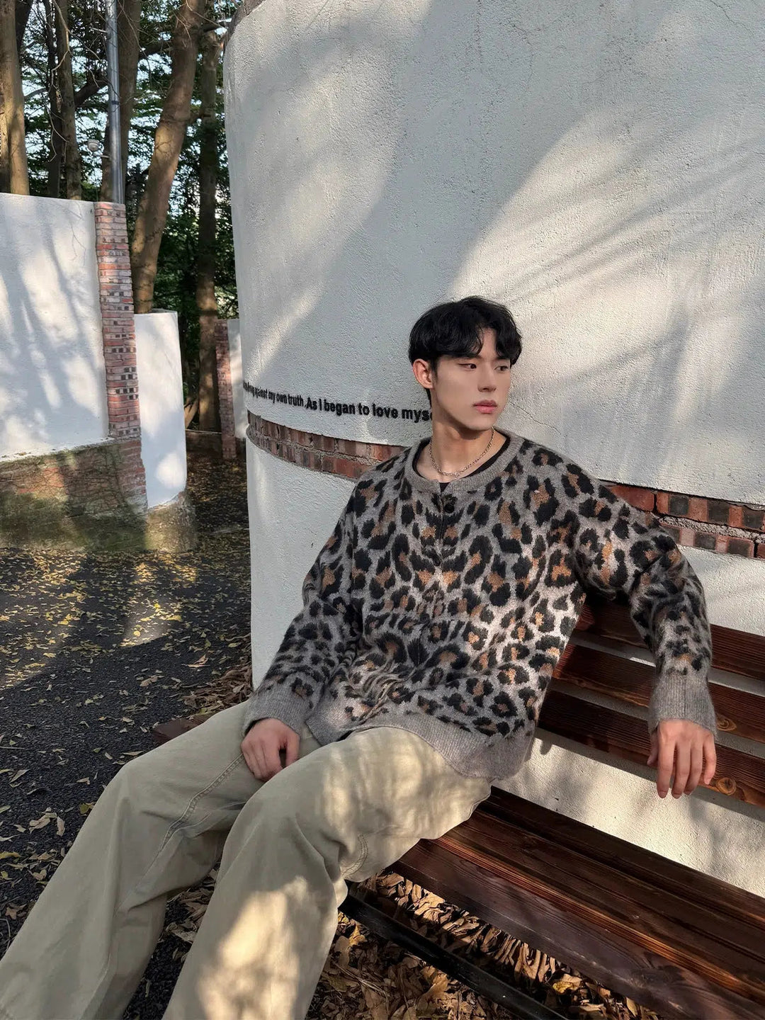 Leopard print knit sweater on sale