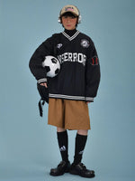 Letter Embroidered Baseball Uni Sweatshirt