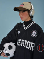 Letter Embroidered Baseball Uni Sweatshirt