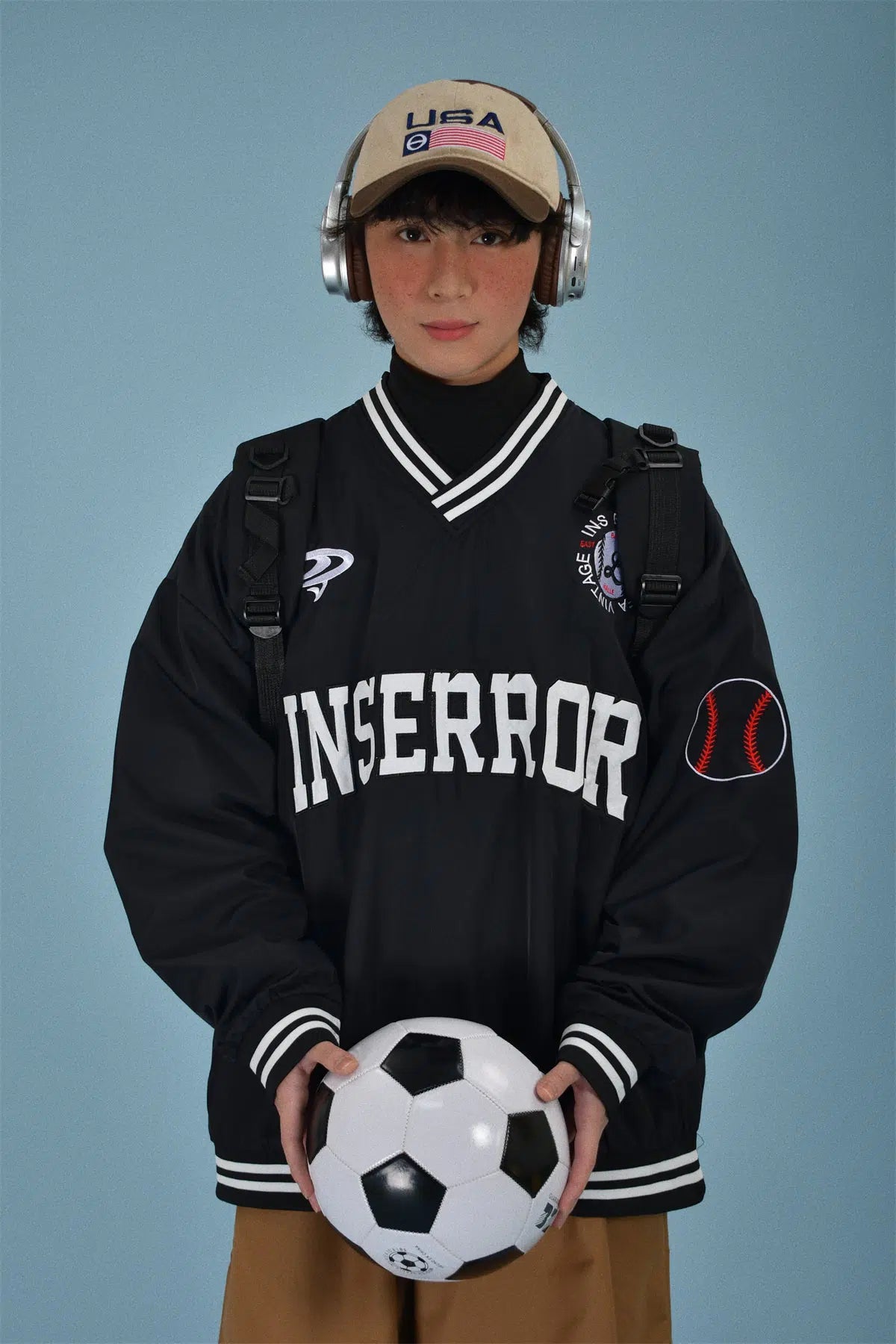 Letter Embroidered Baseball Uni Sweatshirt