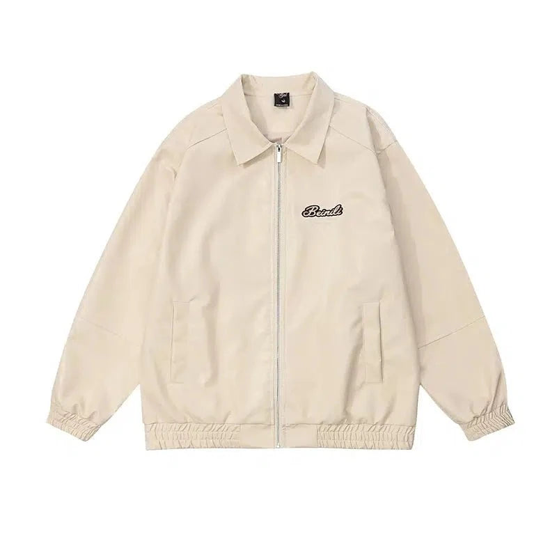 Letter Embroidered PU Leather Jacket