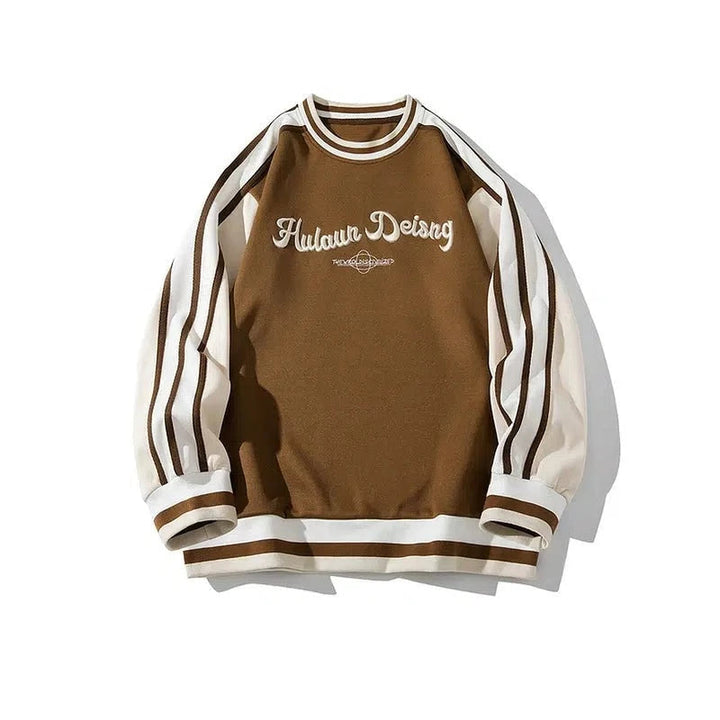Letter Embroidery Contrasting Color Sweatshirt