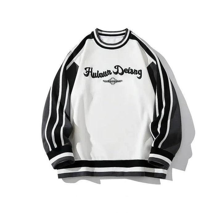 Letter Embroidery Contrasting Color Sweatshirt