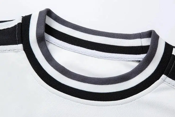 Letter Embroidery Contrasting Color Sweatshirt