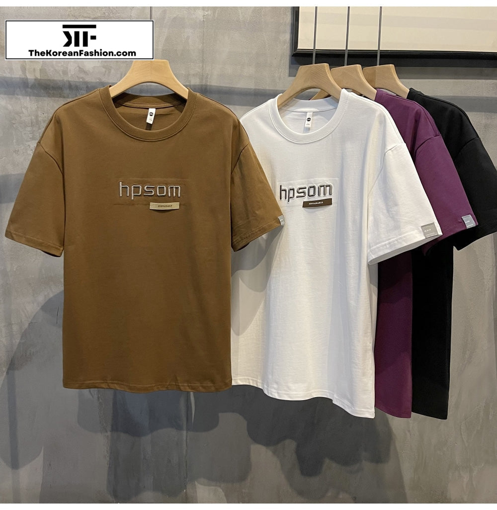 Letter Embroidery Drop Shoulder Sleeve T-shirt