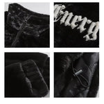 Letter Embroidery Plush Stand Collar Jacket