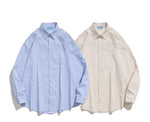 Letter Flocking Blue Striped Shirt