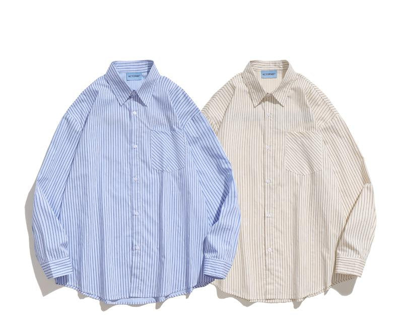 Letter Flocking Blue Striped Shirt