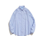 Letter Flocking Blue Striped Shirt
