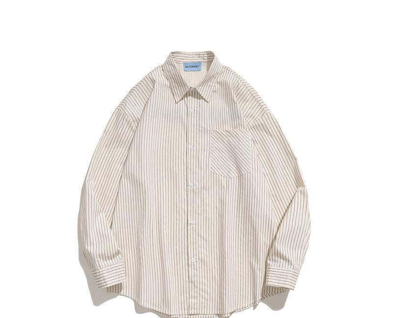 Letter Flocking Blue Striped Shirt