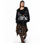 Letter Hooded Sweatshirt Washed Jacket