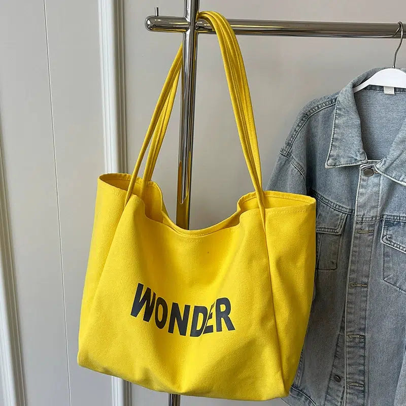 Letter Print Oversized Canvas Tote Bag