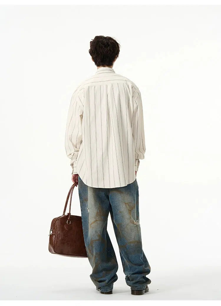 Letter Print Striped Long-sleeved Shirt