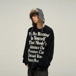 Letter Printed Furry Sweater