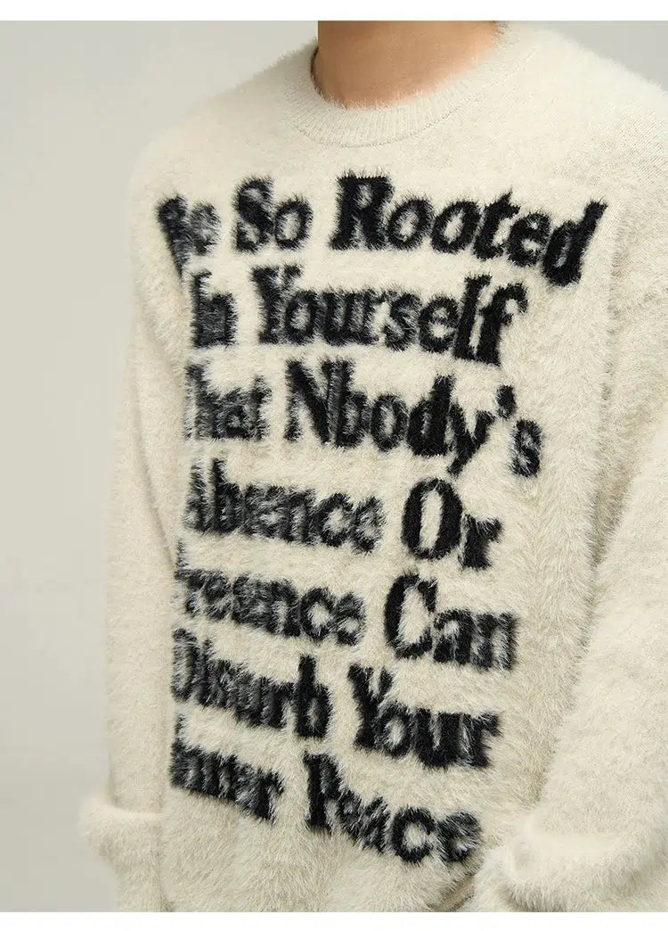 Letter Printed Furry Sweater