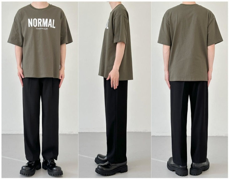 Letter Printed Green Short-Sleeved T-Shirt