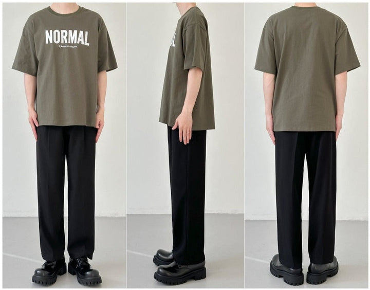 Letter Printed Green Short-Sleeved T-Shirt