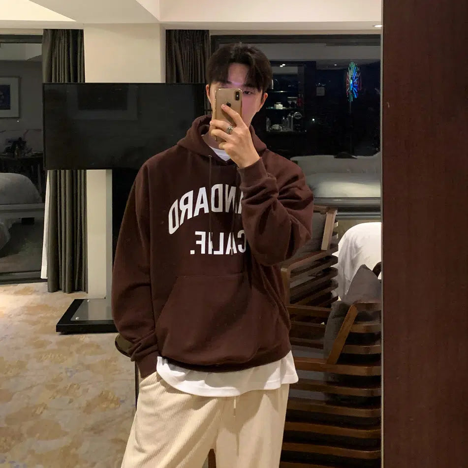 Letter Printed Hooded Sweatshirt