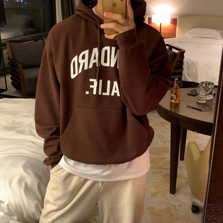 Letter Printed Hooded Sweatshirt