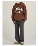 Letter Printed Hooded Sweatshirt