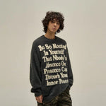 Letter Printed Round Neck Mink Fur Sweater