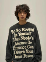 Letter Printed Round Neck Mink Fur Sweater