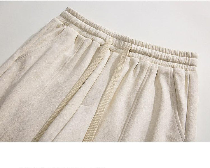 Letter Printing Suede Drawstring Shorts