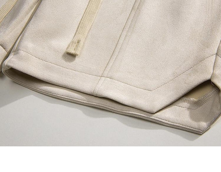 Letter Printing Suede Drawstring Shorts