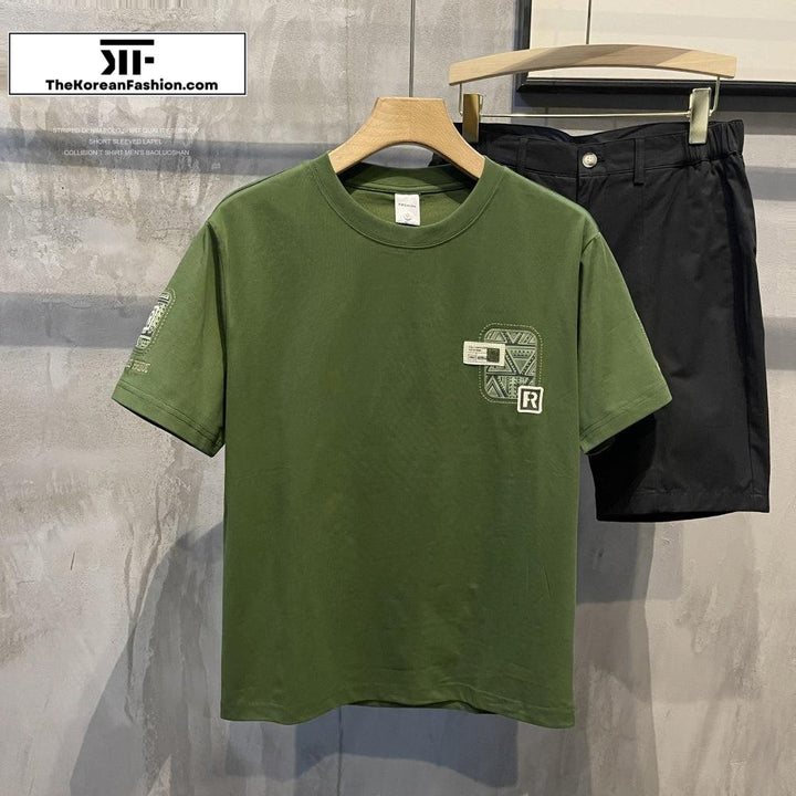 Letter 'R' Embroidered T-shirt