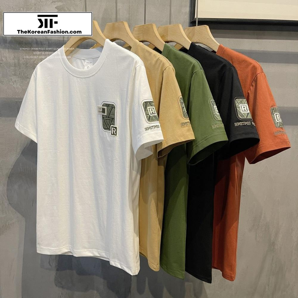 Letter 'R' Embroidered T-shirt