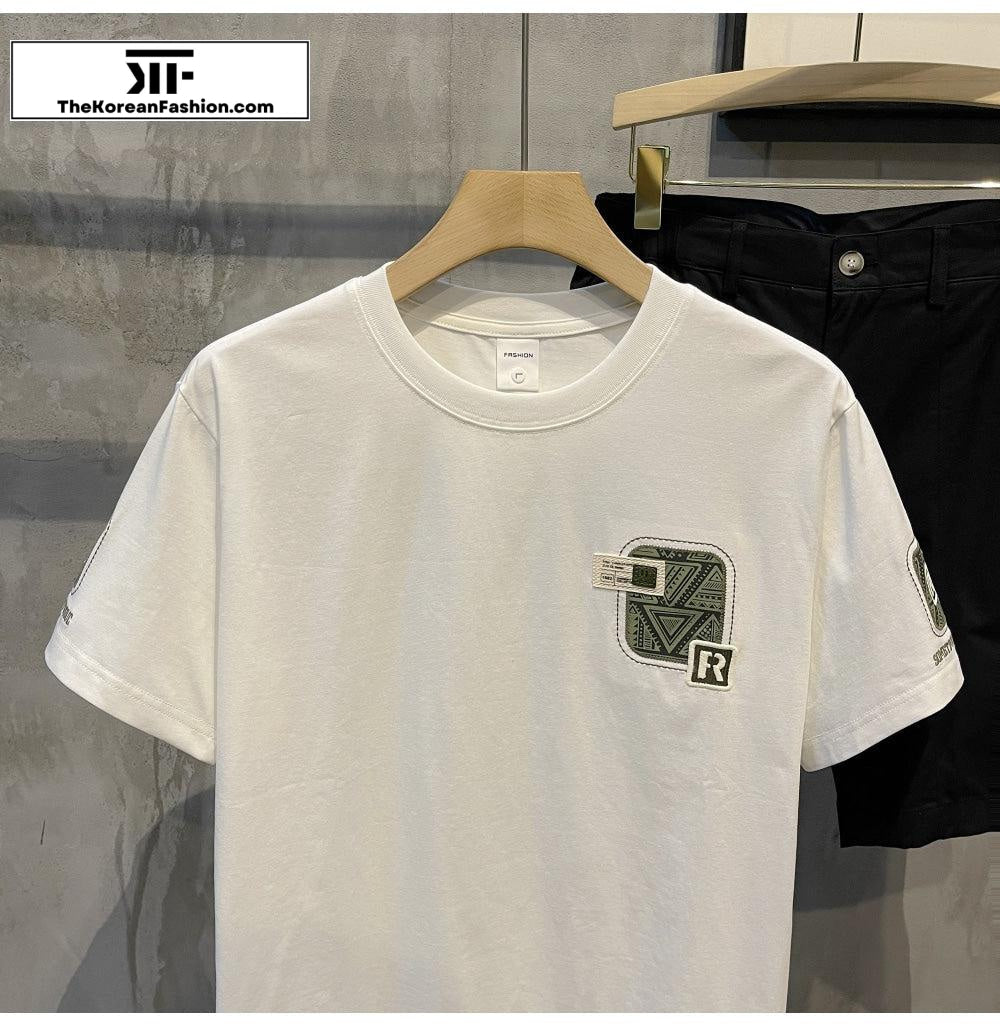 Letter 'R' Embroidered T-shirt