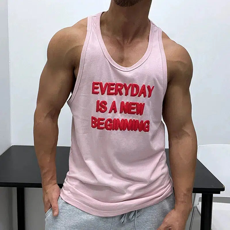 Lettering Print Gym Vest