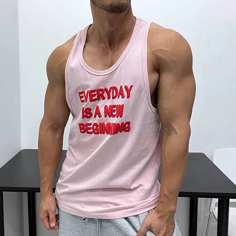 Lettering Print Gym Vest