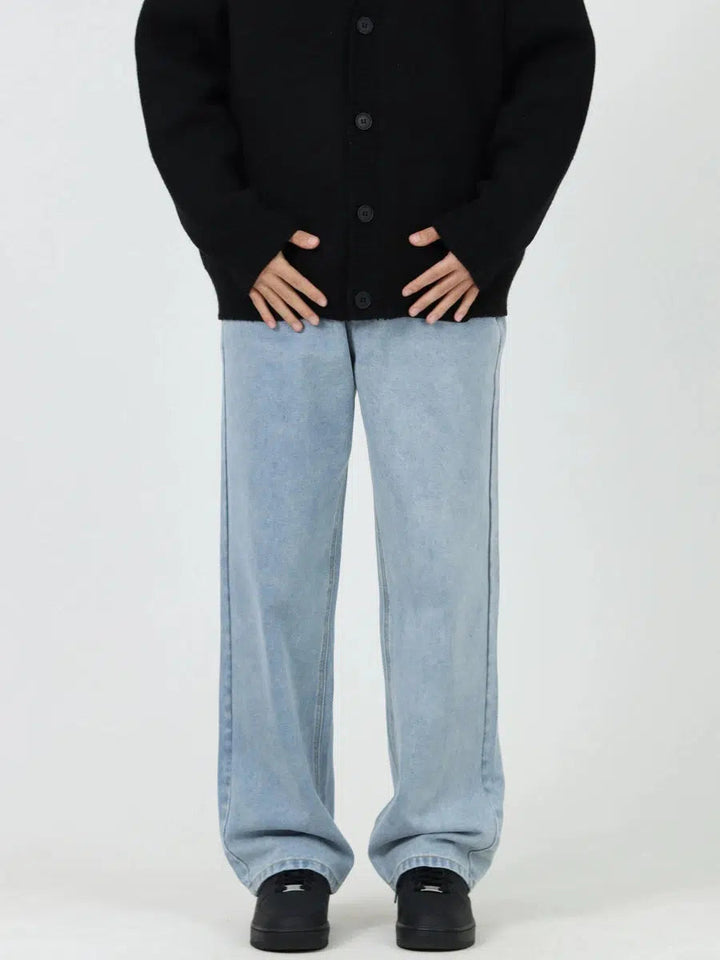Light Blue Basic Straight-leg Jeans