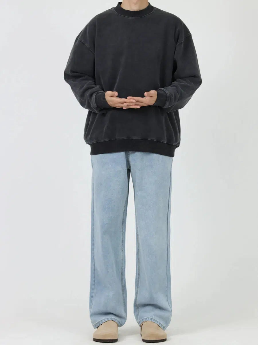 Light Blue Basic Straight-leg Jeans