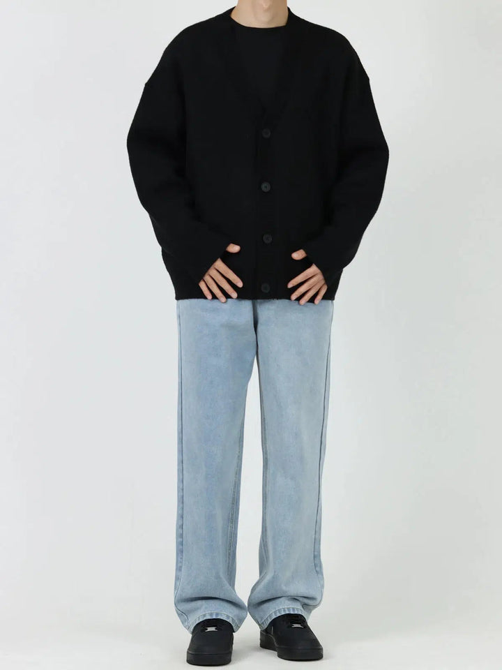 Light Blue Basic Straight-leg Jeans