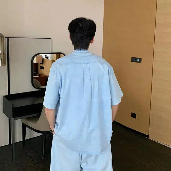Light Blue Denim Shirt & Shorts