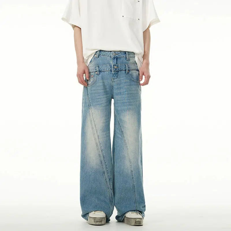 Light Blue High Waisted Wide Leg Jeans