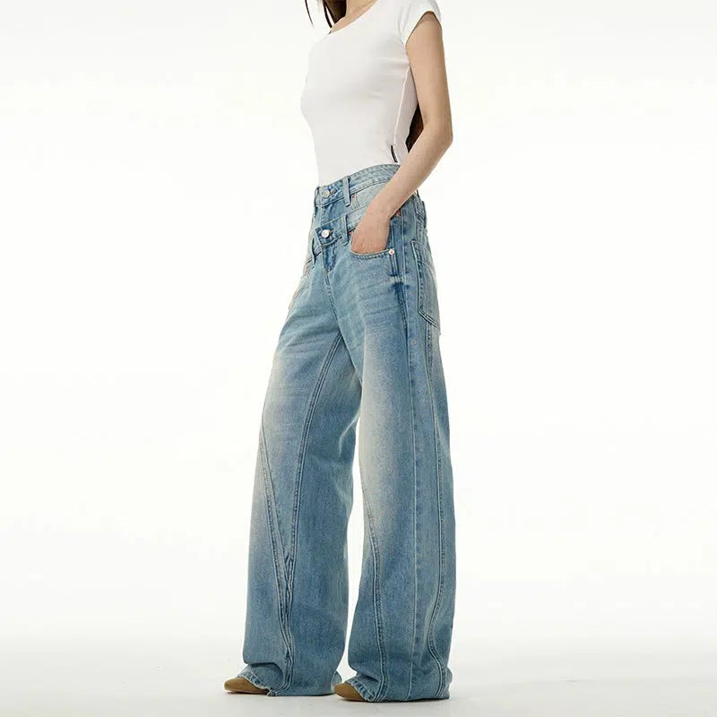 Light Blue High Waisted Wide Leg Jeans