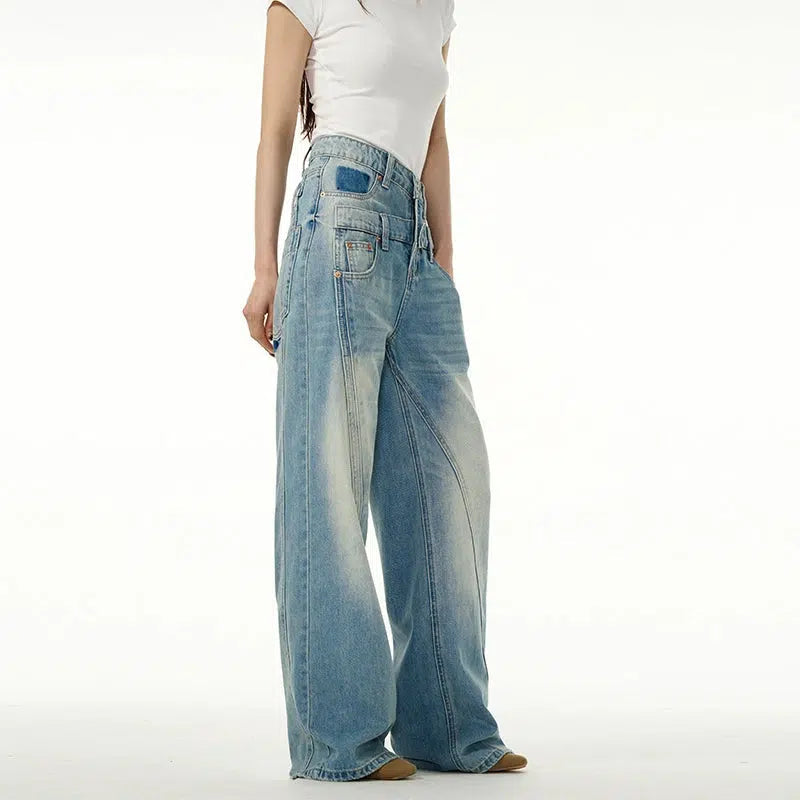 Light Blue High Waisted Wide Leg Jeans