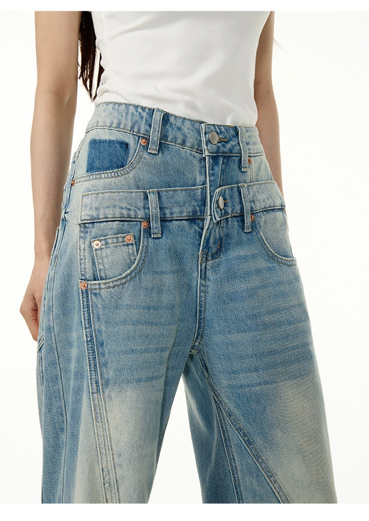 Light Blue High Waisted Wide Leg Jeans