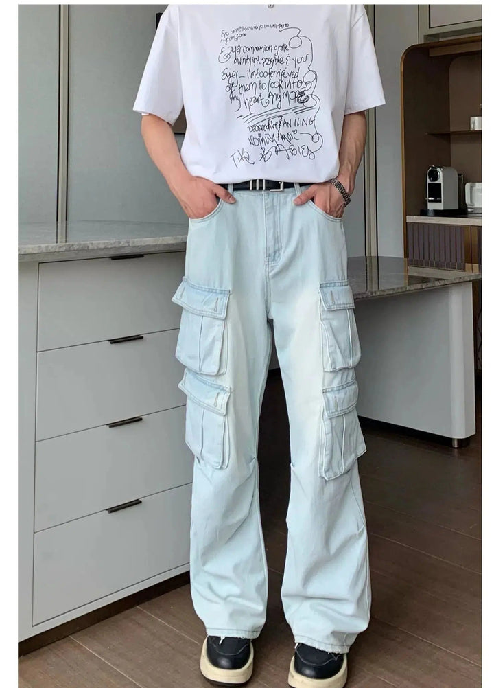 Light Blue Multi-pocket Jeans