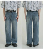 Light Blue Straight-Leg Denim Pants