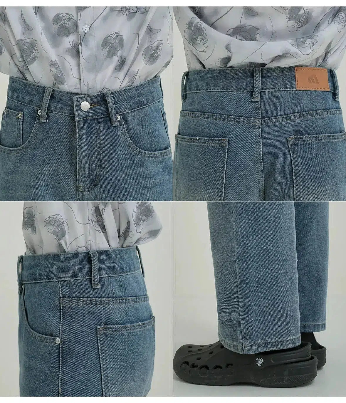 Light Blue Straight-Leg Denim Pants