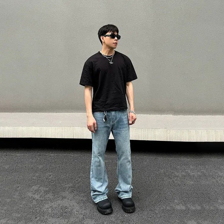 Light Blue Straight-leg Jeans