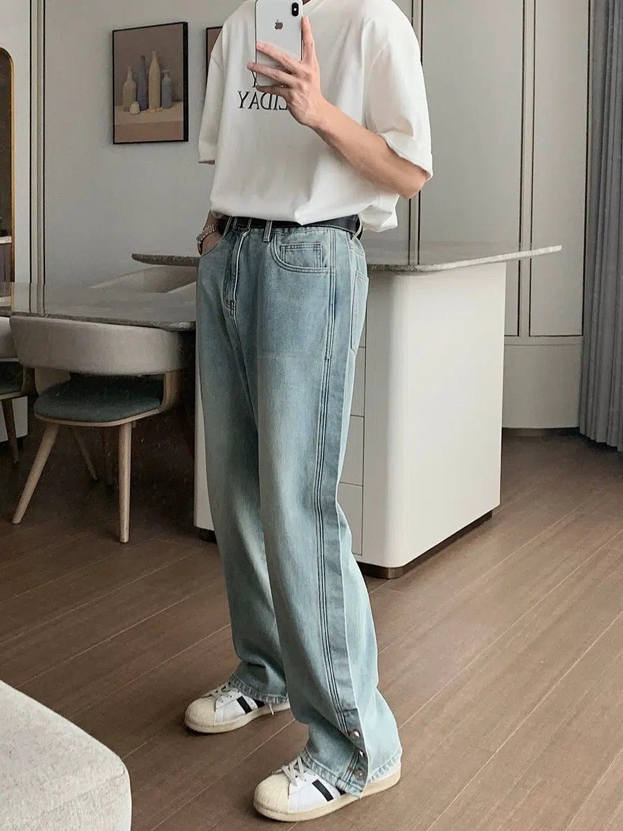 Light Blue Straight-leg Jeans