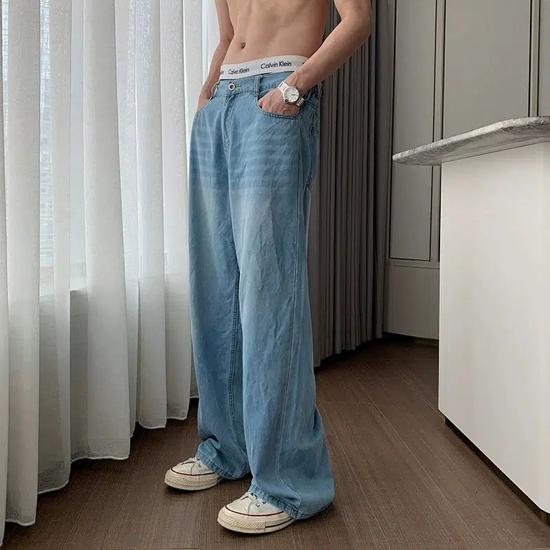 Light Blue Straight-leg Jeans
