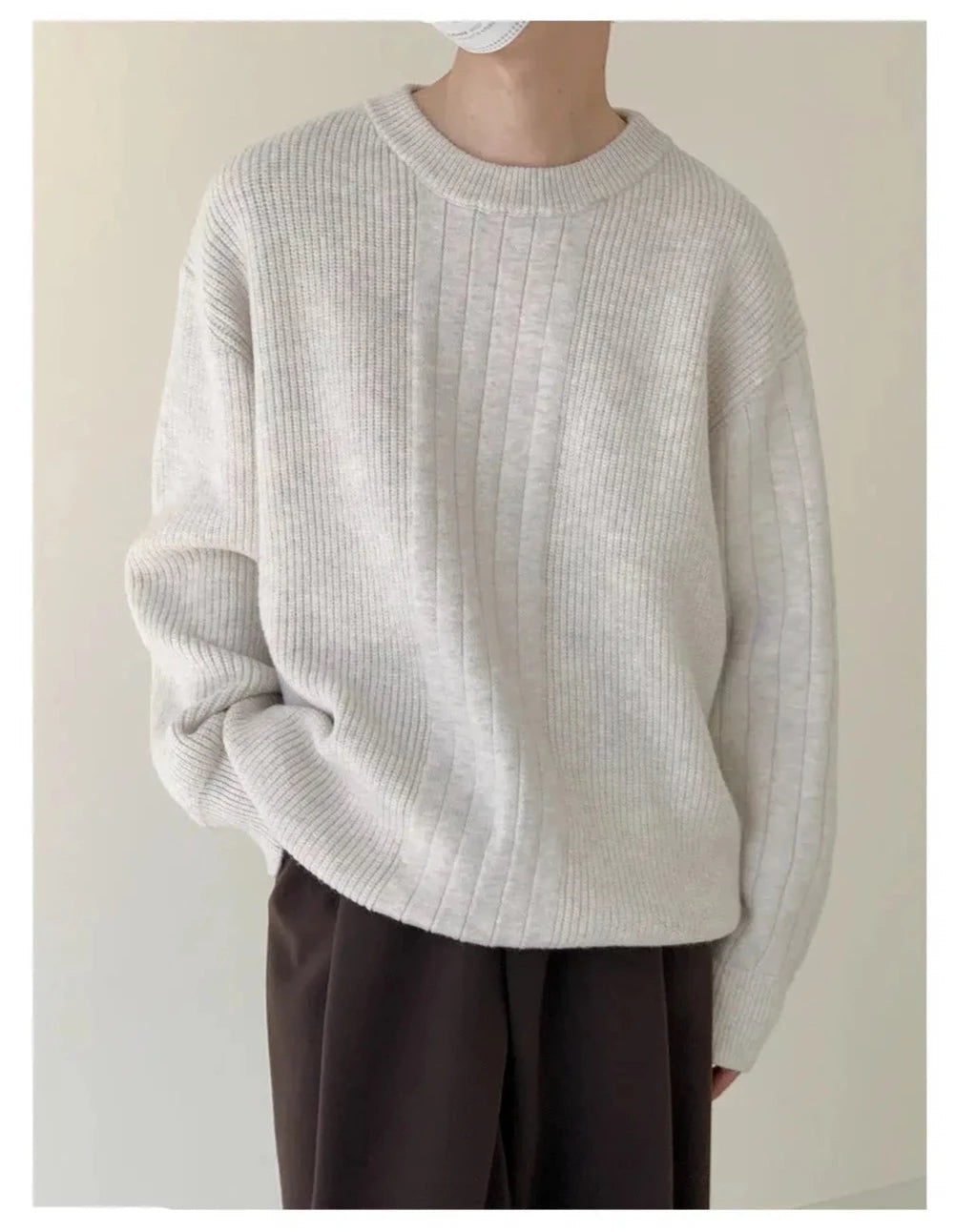 Light Gray Drape Crew Neck Sweater