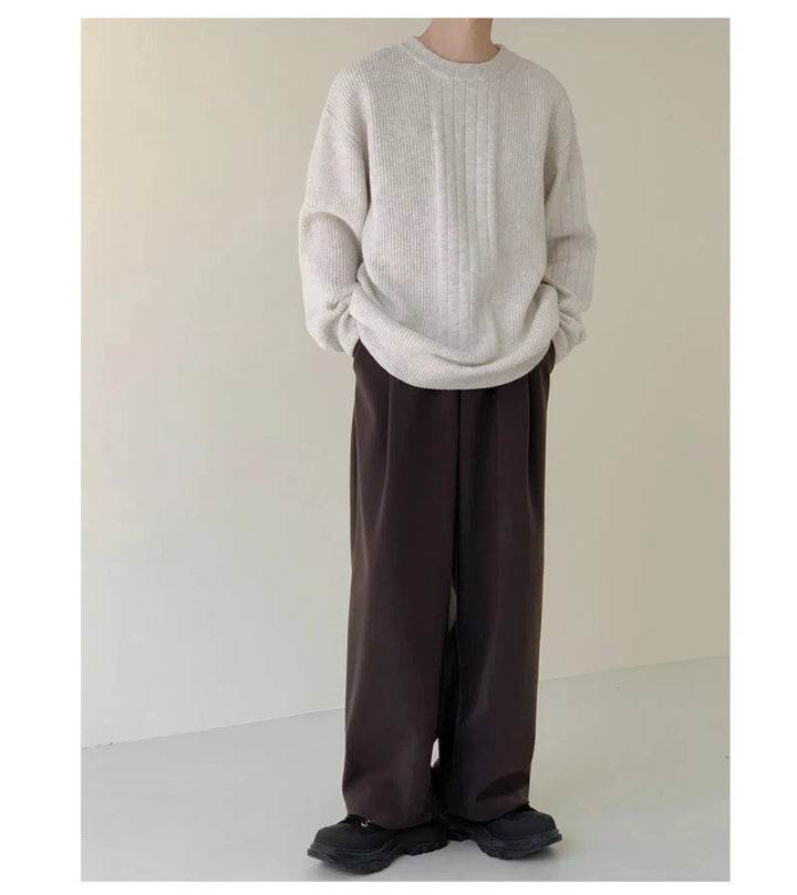 Light Gray Drape Crew Neck Sweater